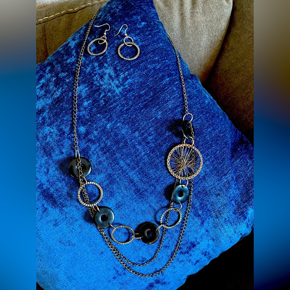 Triple strand necklace and matching earrings